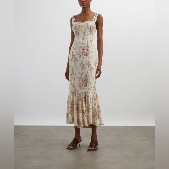 NEW Reformation Iris’s Floral Trumpet Dress Posy Floral Size 8 - Picture 3 of 14